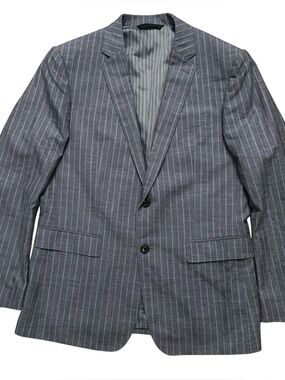 Banana Republic Blazer Jacket Mens 42R Wool Linen Silk Slim Fit Gray Striped NEW
